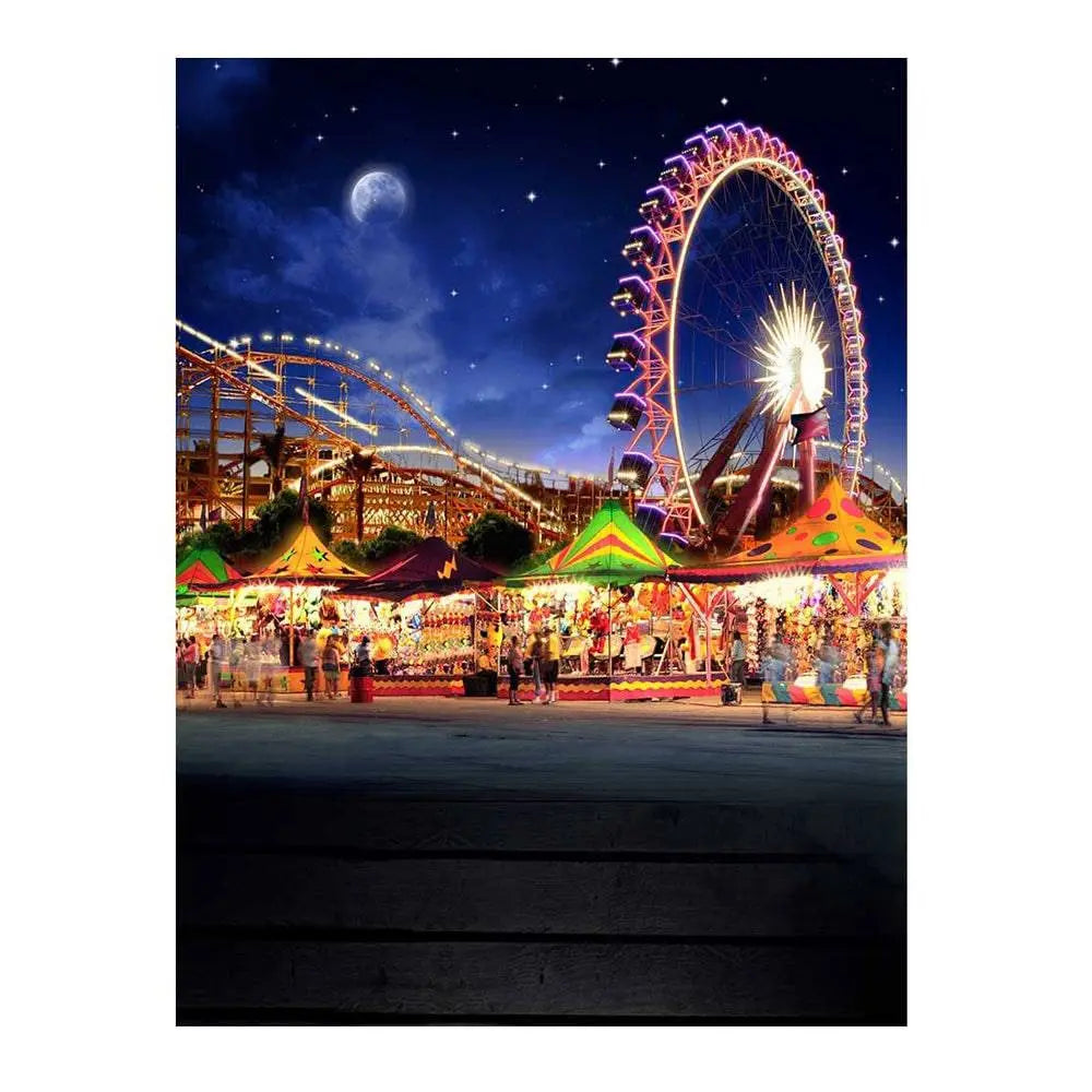 Night Sky Amusement Park Backdrop, Backgrounds Banners - Basic 6 x 8