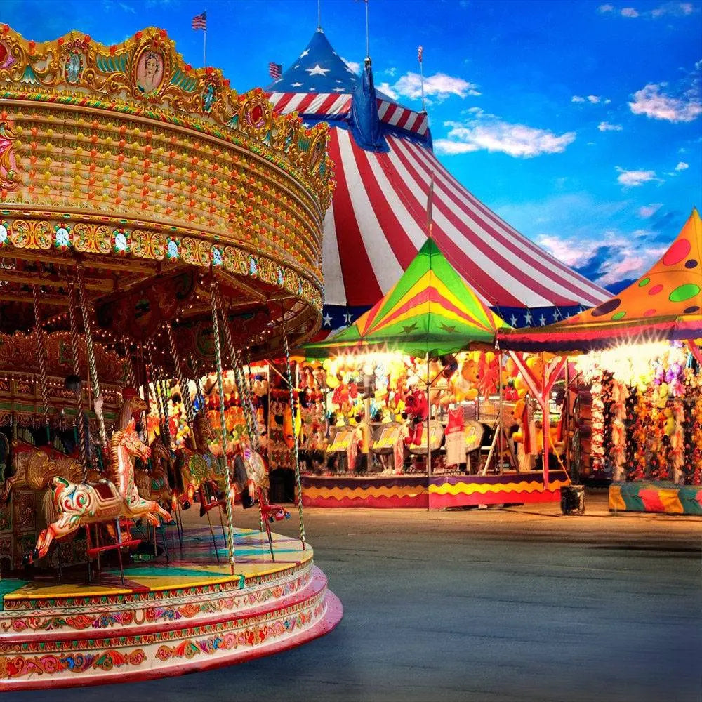Amusement Park Carousel Photography Background - Basic 10  x 8