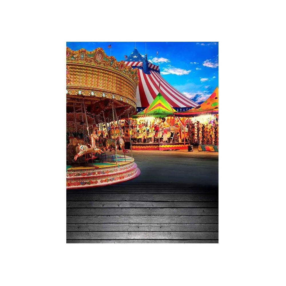 Amusement Park Carousel Photography Background - Basic 4.4  x 5