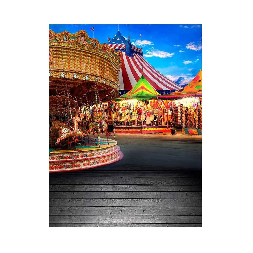 Amusement Park Carousel Photography Background - Basic 5.5  x 6.5