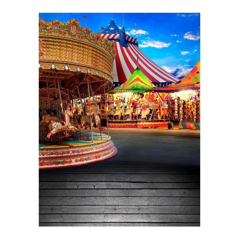 Amusement Park Carousel Photography Background - Pro 6  x 8