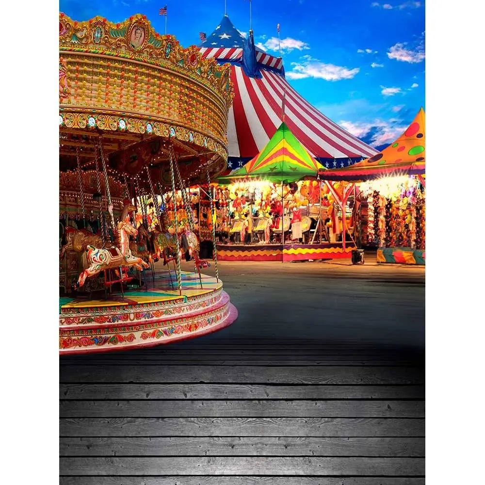Amusement Park Carousel Photography Background - Pro 8  x 10