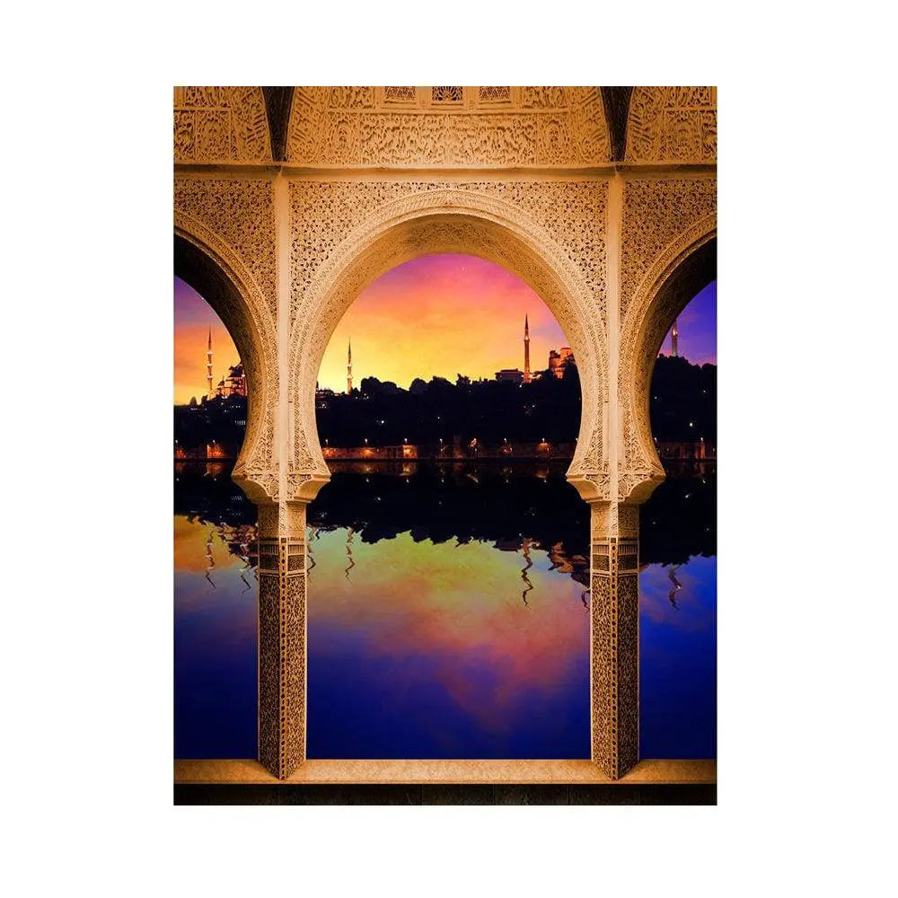 Sunset Arabian Balcony Arch Photo Backdrop - Basic 5.5  x 6.5