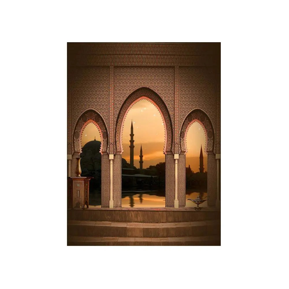 Arabian Nights Arches Balcony Photo Backdrop - Basic 4.4 x 5