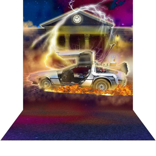 Back to the Future DeLorean Photo Backdrop - Basic 8 x 16