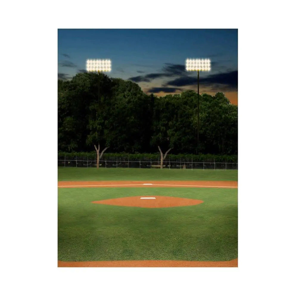 Home Plate At Night Baseball Backdrop - Basic 5.5 x 6.5