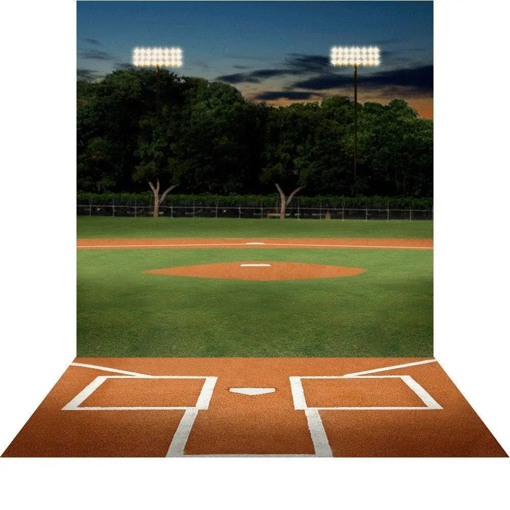 Home Plate At Night Baseball Backdrop - Pro 9 x 16