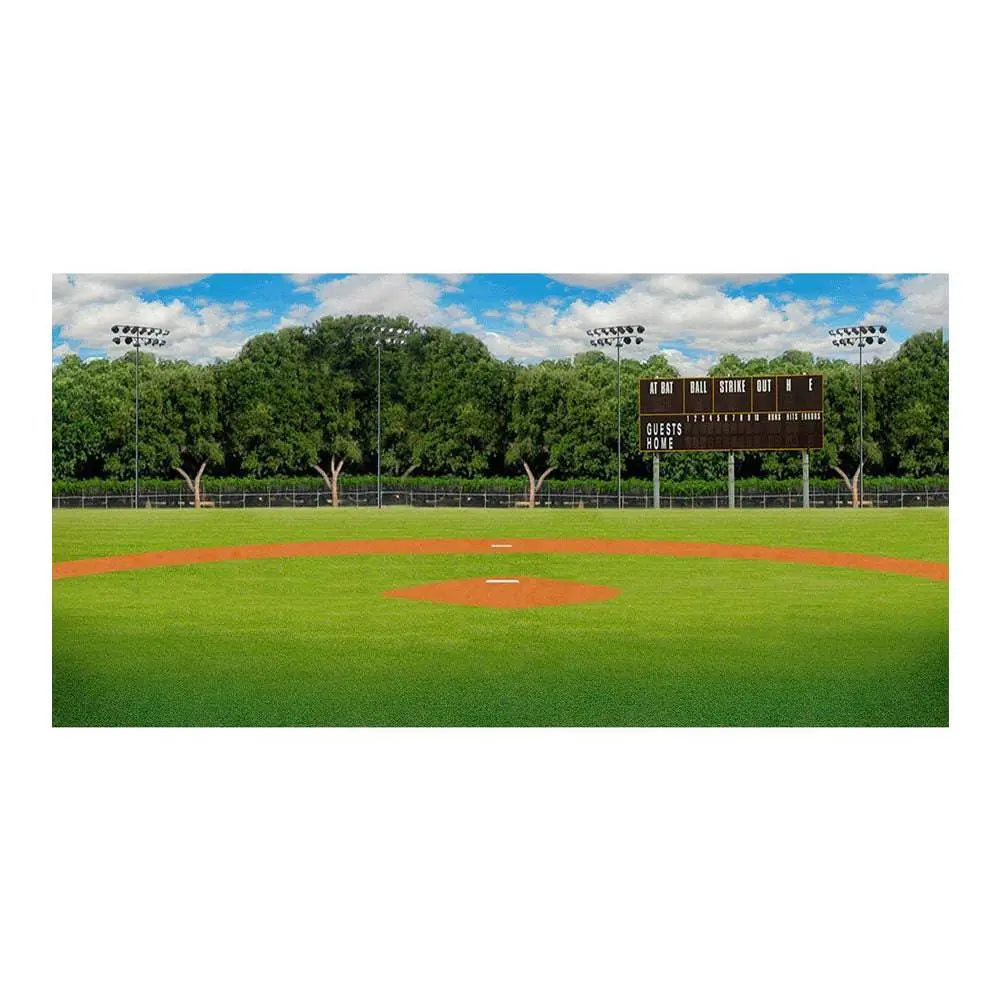 Home Plate Baseball Daytime Photo Backdrop - Basic 16 x 8