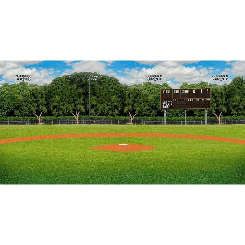 Home Plate Baseball Daytime Photo Backdrop - Pro 20 x 10