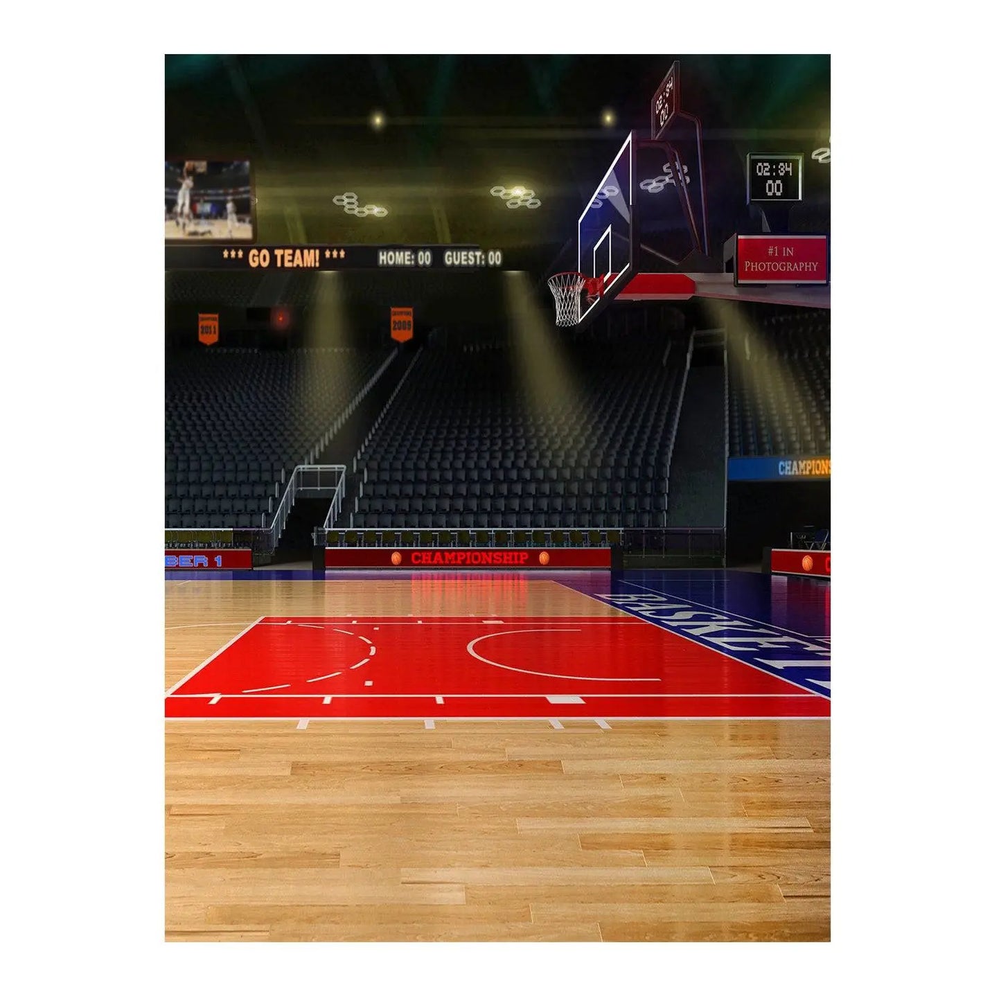 NBA Basketball Court Backdrop - Pro 6 x 8