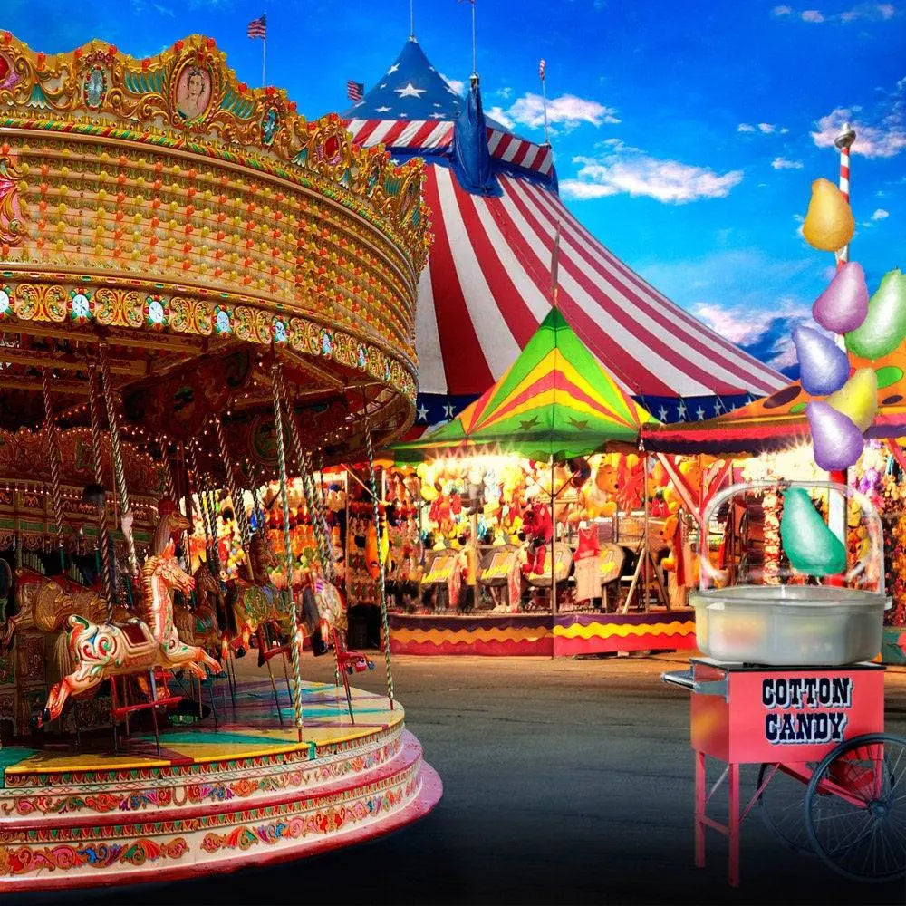 Carousel at County Fair Backdrop - Basic 10 x 8
