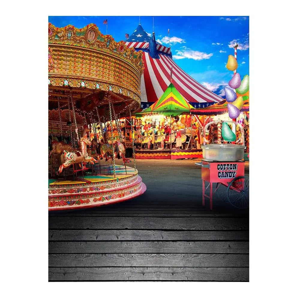 Carousel at County Fair Backdrop - Basic 6 x 8