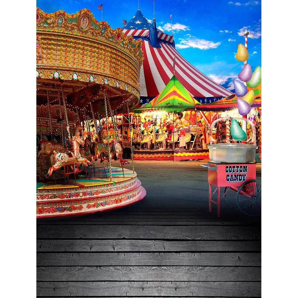 Carousel at County Fair Backdrop - Basic 8 x 10
