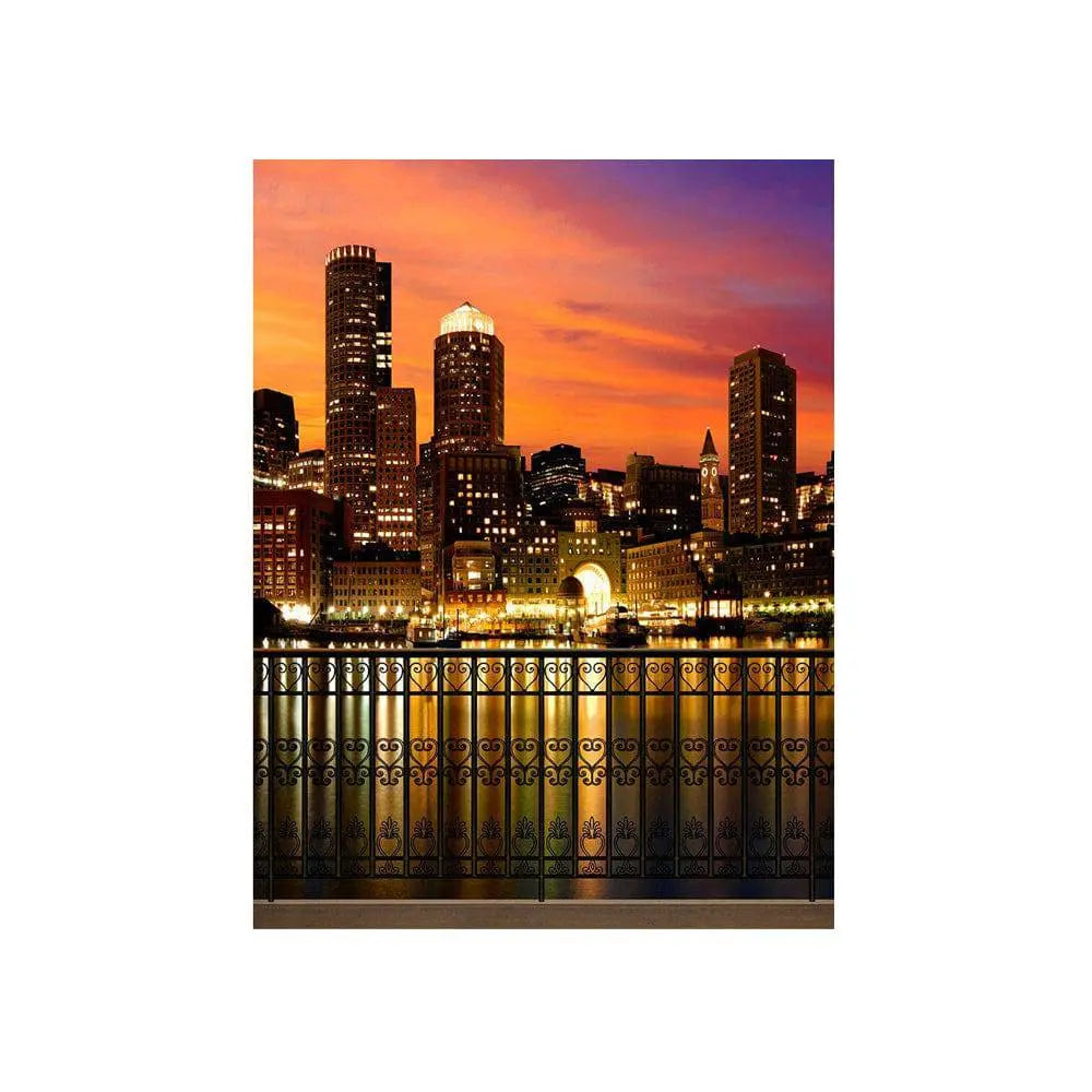 Boston City Skyline Photography Backdrop - Basic 4.4  x 5