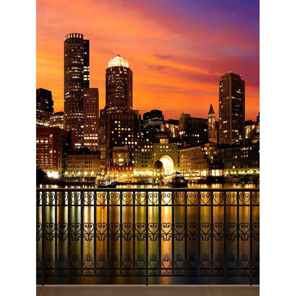 Boston City Skyline Photography Backdrop - Pro 8  x 10