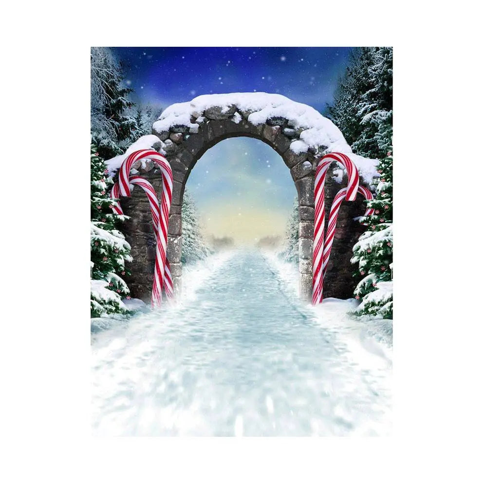 Winter Fantasy Candy Cane Archway Photo Backdrop - Basic 5.5  x 6.5