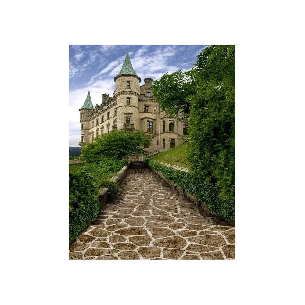 Stone Path to Castle Photo Backdrop - Basic 4.4  x 5