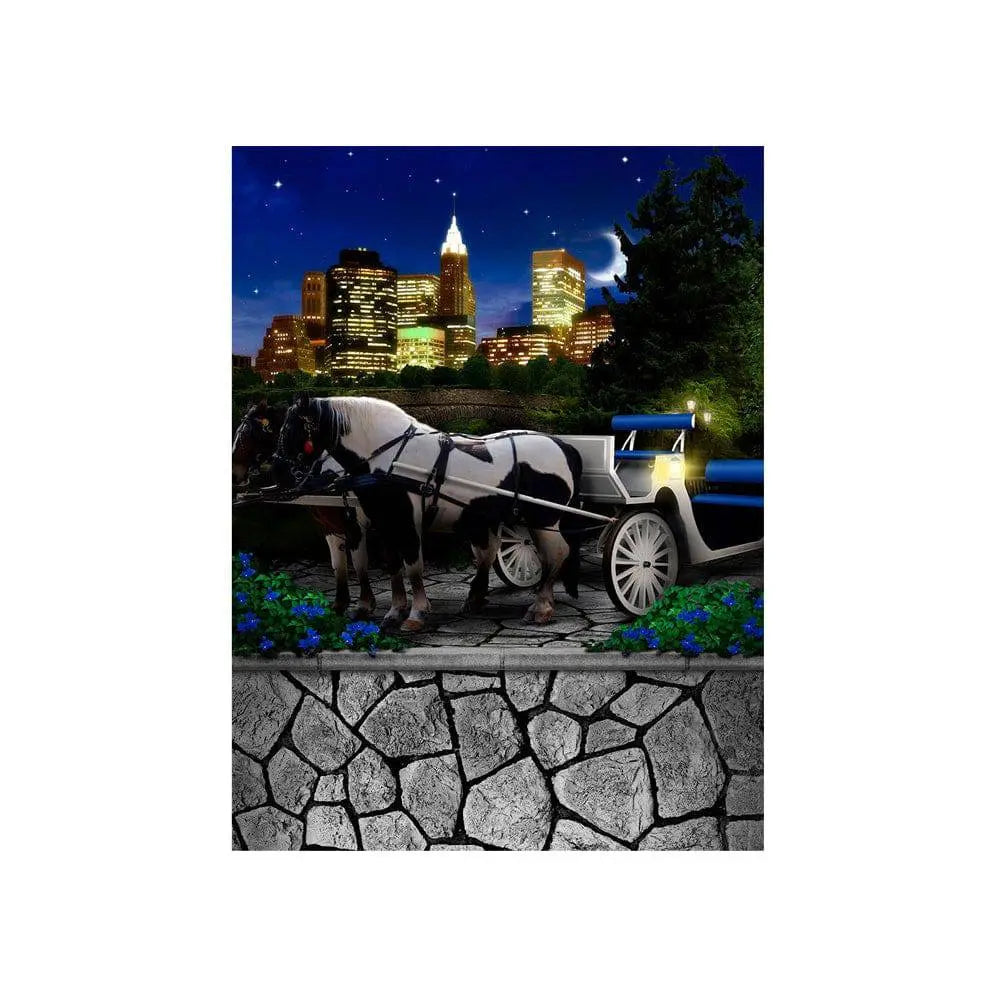 Central Park Carriage Photo Backdrop - Basic 4.4 x 5