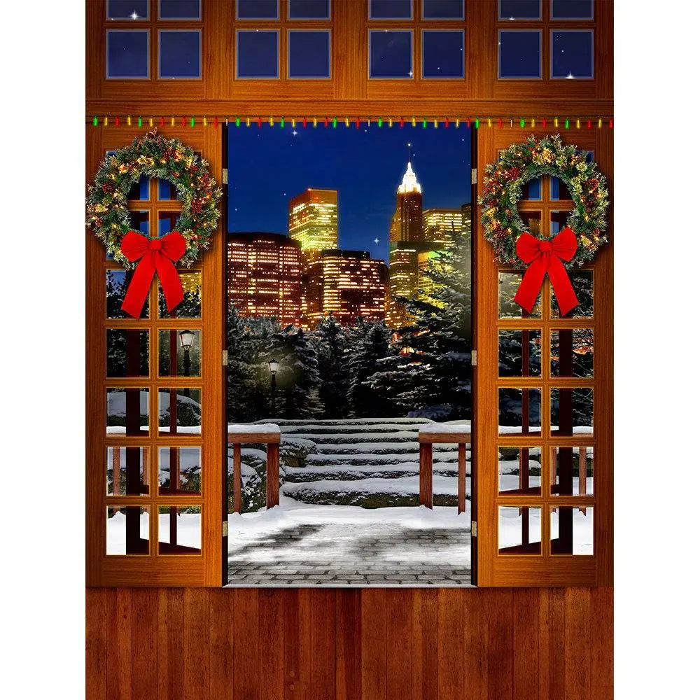 Christmas Balcony Photo Backdrop - Basic 8 x 10