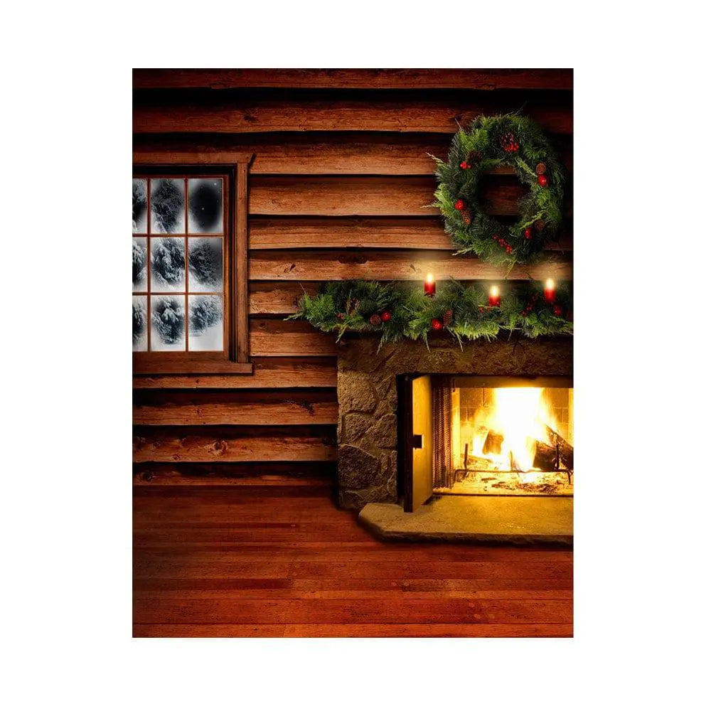 Christmas Cabin Interior Photo Backdrop - Basic 5.5 x 6.5