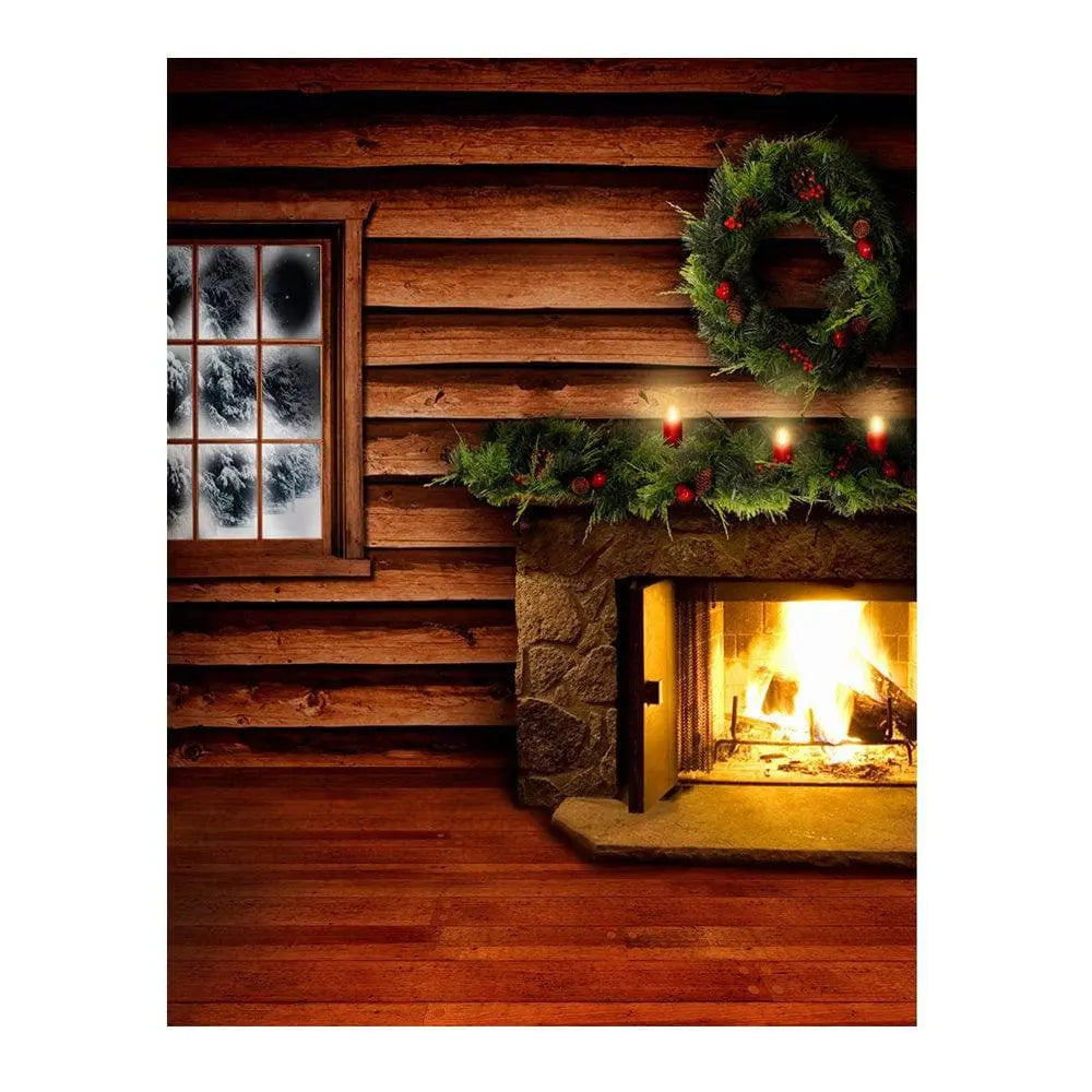 Christmas Cabin Interior Photo Backdrop - Basic 6 x 8