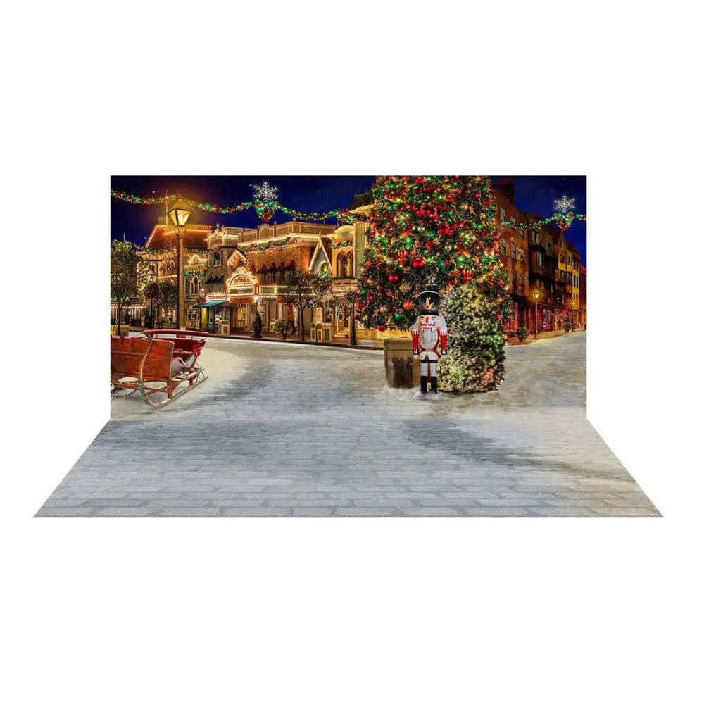 Christmas Holiday On The Town Photography Backdrop - Basic 16 x 16