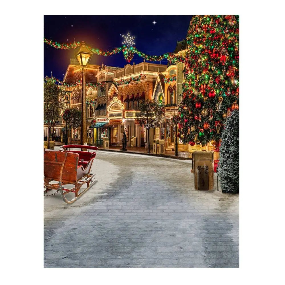 Christmas Holiday On The Town Photography Backdrop - Basic 6 x 8