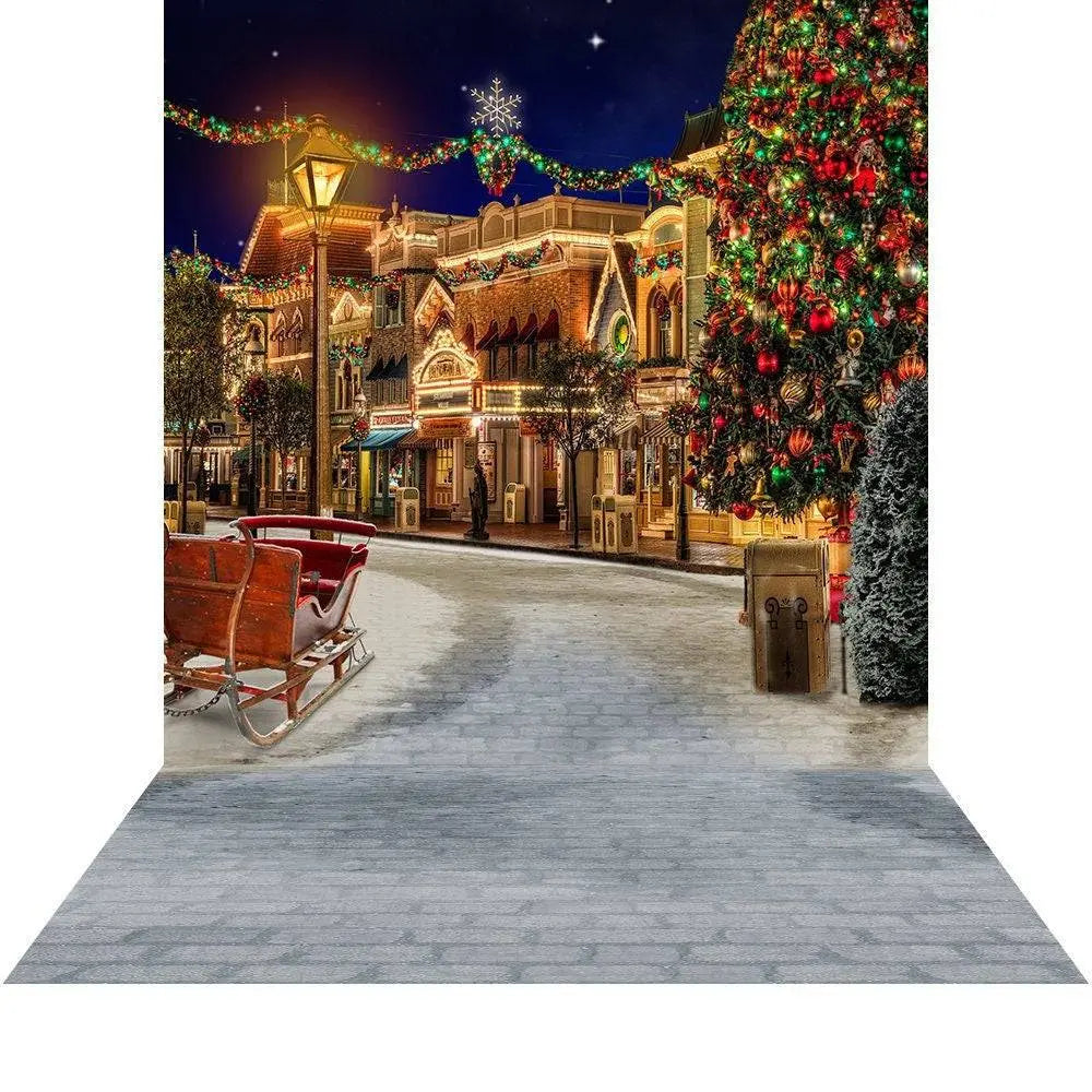 Christmas Holiday On The Town Photography Backdrop - Pro 10 x 20