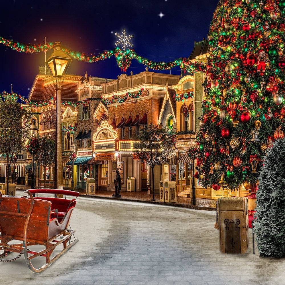 Christmas Holiday On The Town Photography Backdrop - Pro 10 x 8