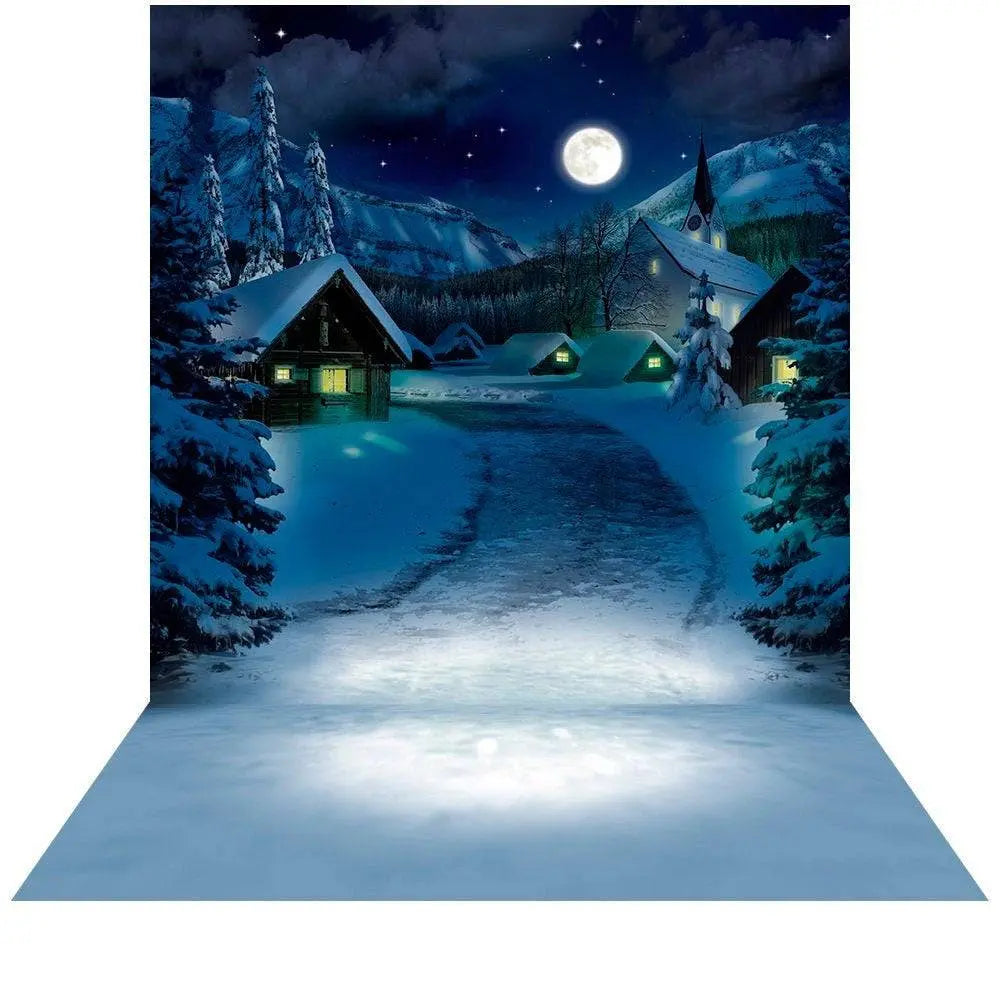 Winter Village Photo Backdrop - Basic 8  x 16
