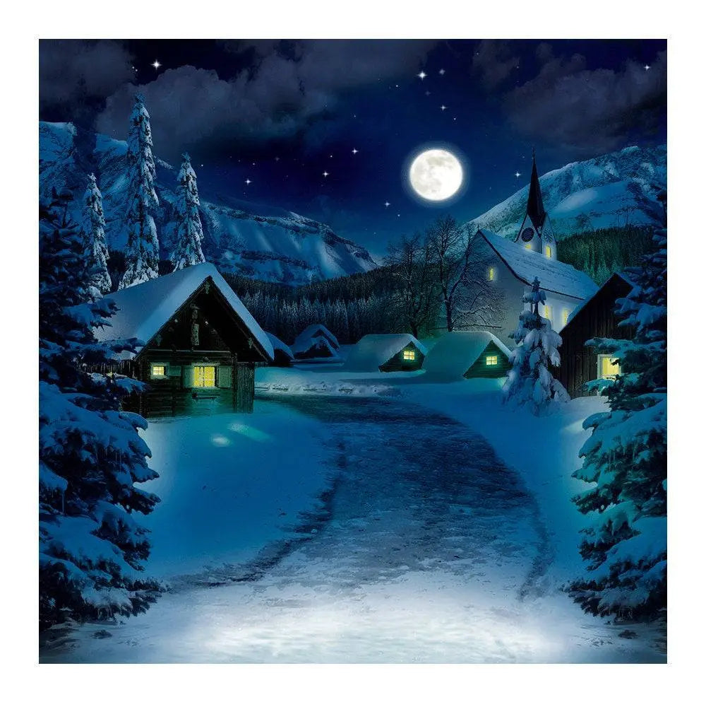 Winter Village Photo Backdrop - Basic 8  x 8