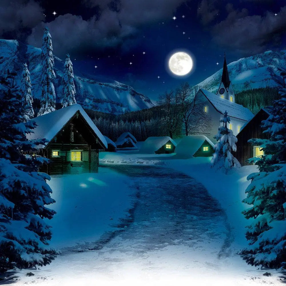 Winter Village Photo Backdrop - Pro 10  x 8