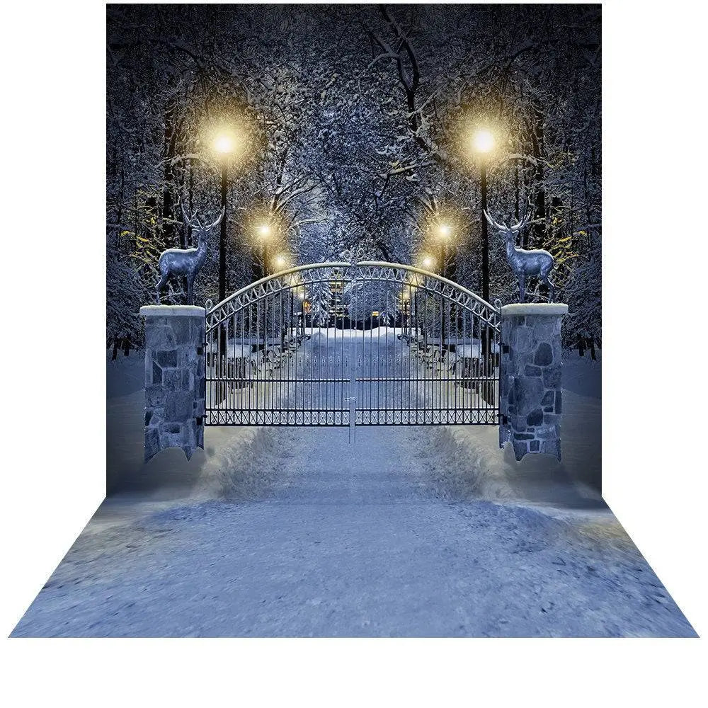 Enchanted White Winter Drive Photo Backdrop - Pro 9 x 16