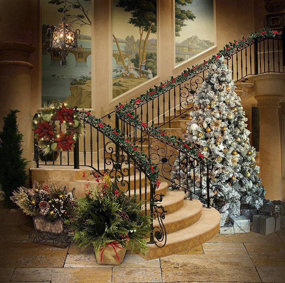 Christmas Holiday Interior Photo Backdrop - Basic 10 x 8