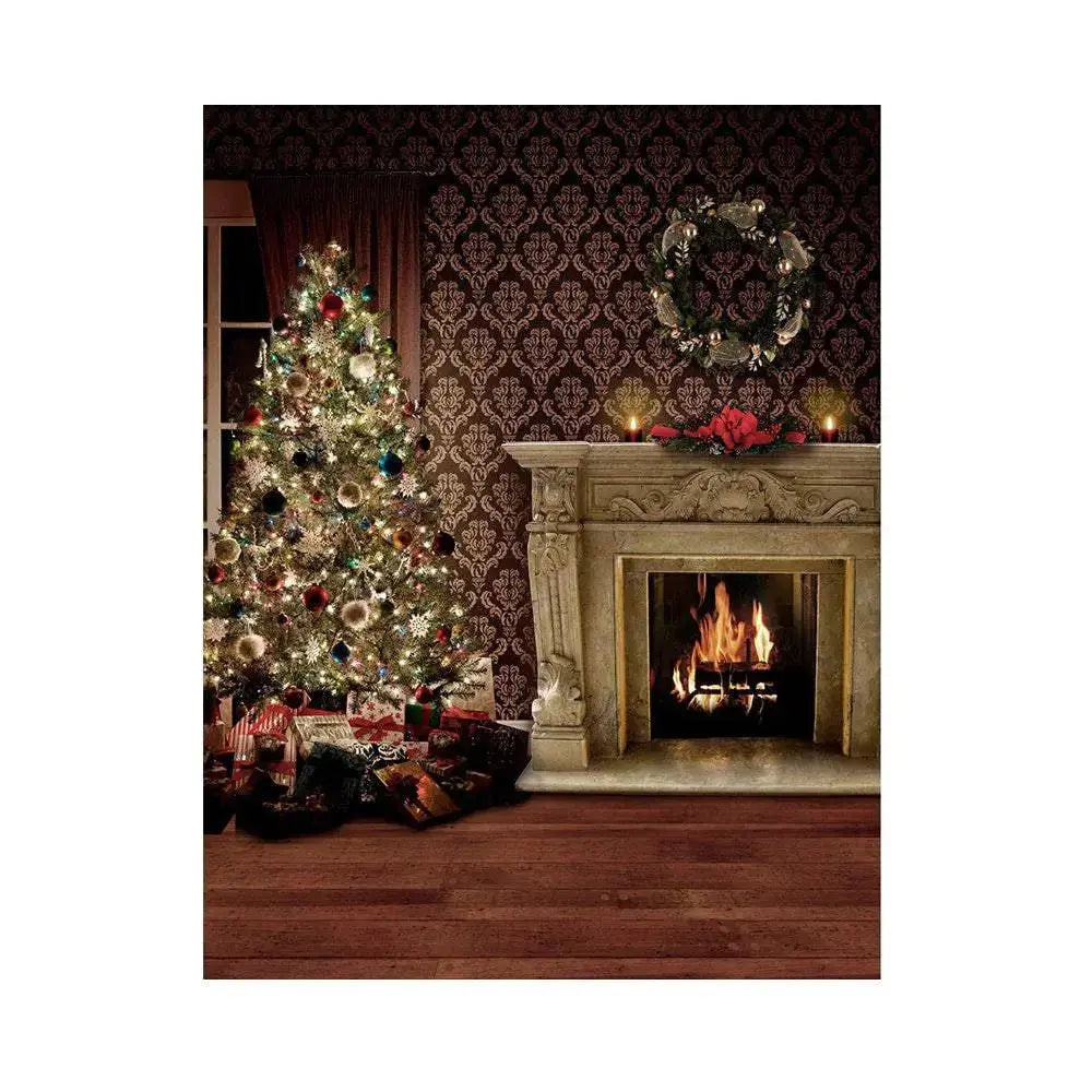 Cozy Christmas Tree Interior Holiday Photo Backdrop - Basic 5.5 x 6.5