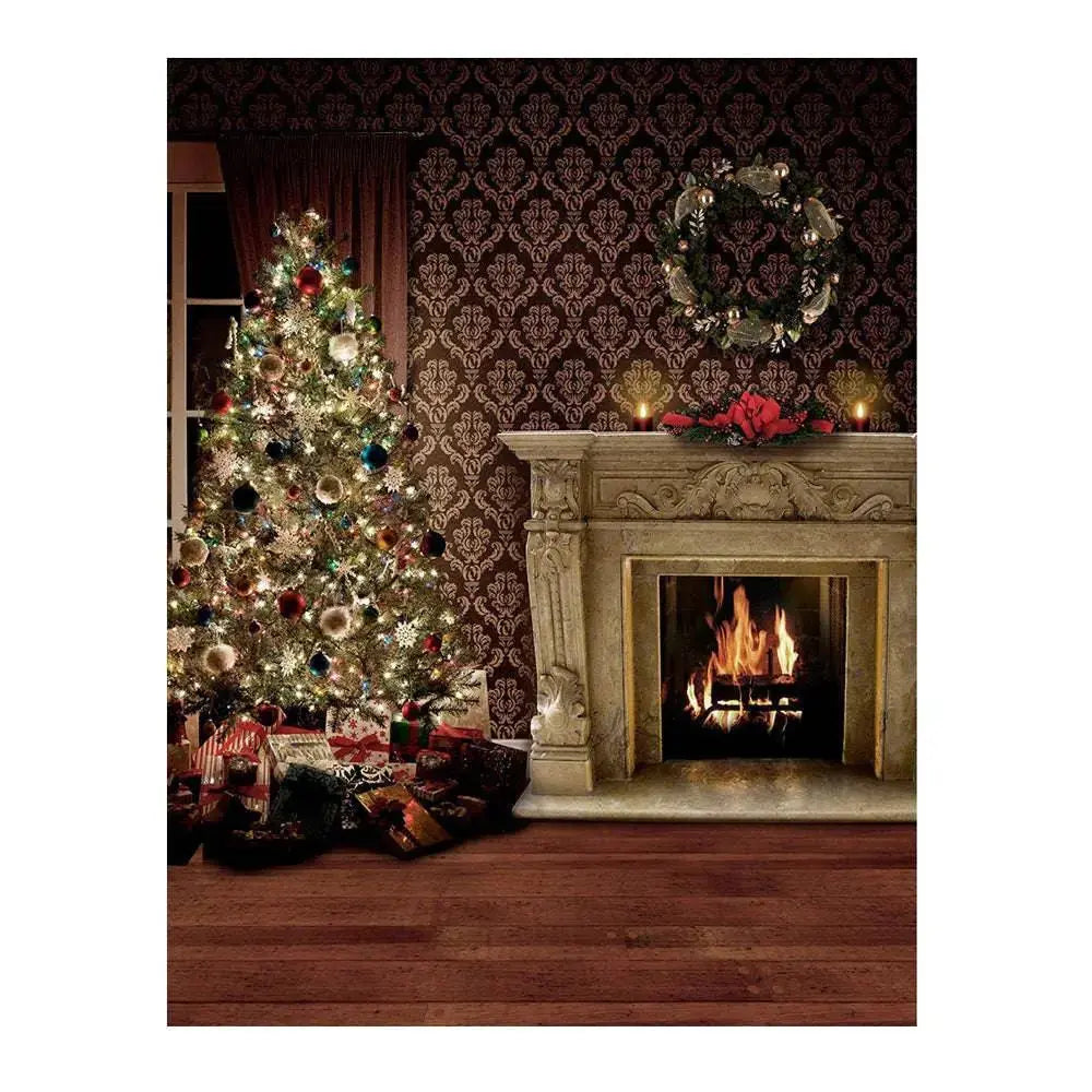 Cozy Christmas Tree Interior Holiday Photo Backdrop - Pro 6 x 8