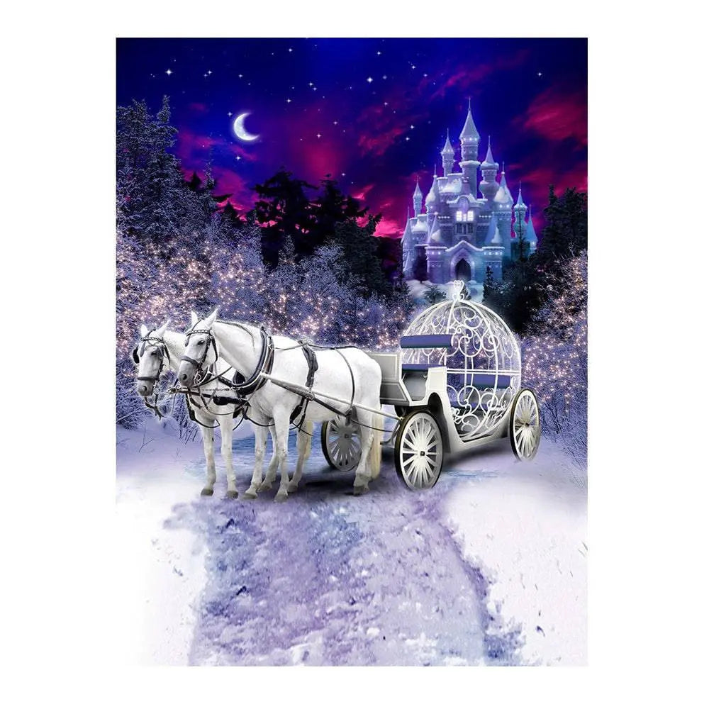 Cinderella's Carriage and Castle Photo Backdrop - Basic 6 x 8