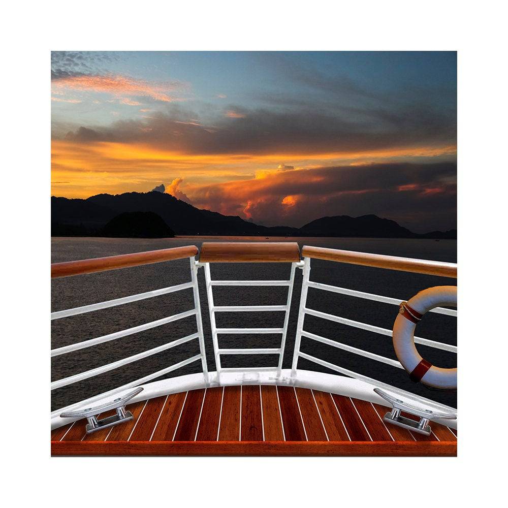 Sunset Cruise Ship Photo Backdrop - Pro 8 x 8