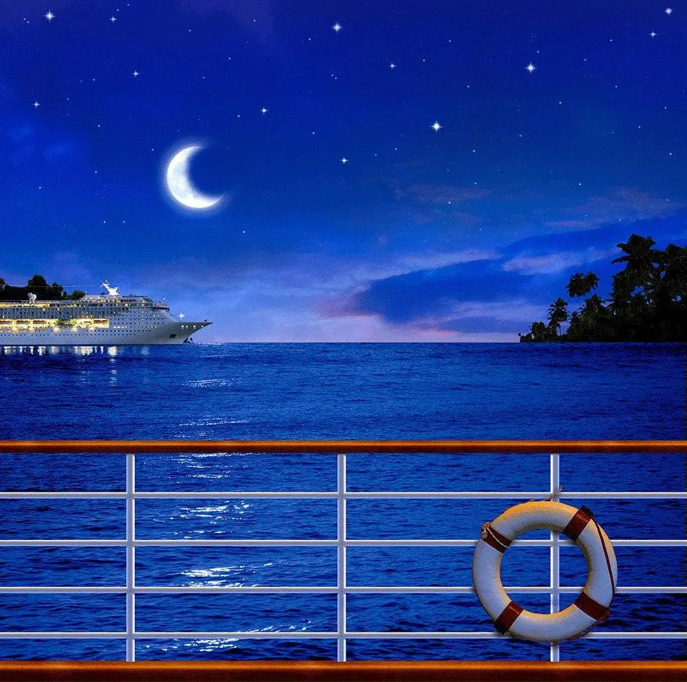 Crescent Moon Cruise Ship Photo Backdrop - Pro 10 x 10