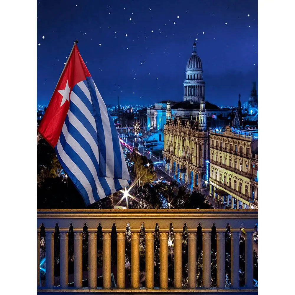 Cuban Flag Havana City Skyline Backdrop - Basic - 4.4 x 5