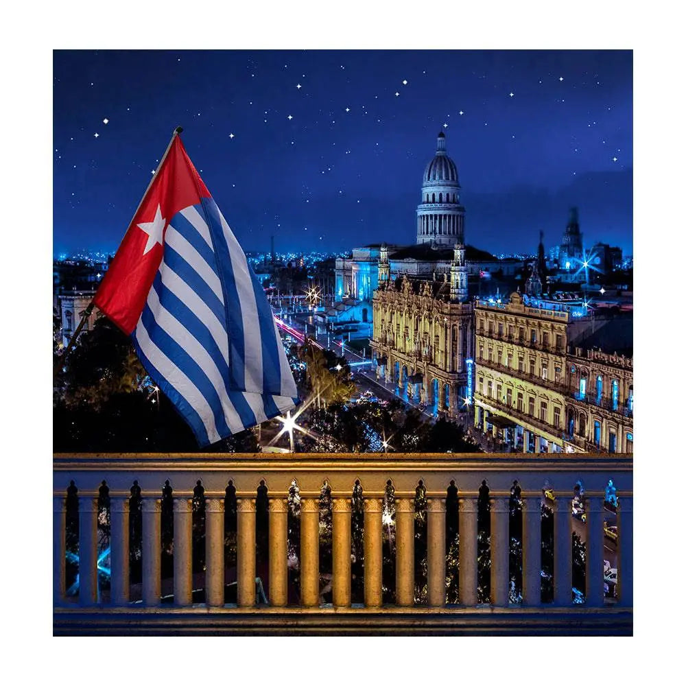 Cuban Flag Havana City Skyline Backdrop - Basic 5.5 x 6.5