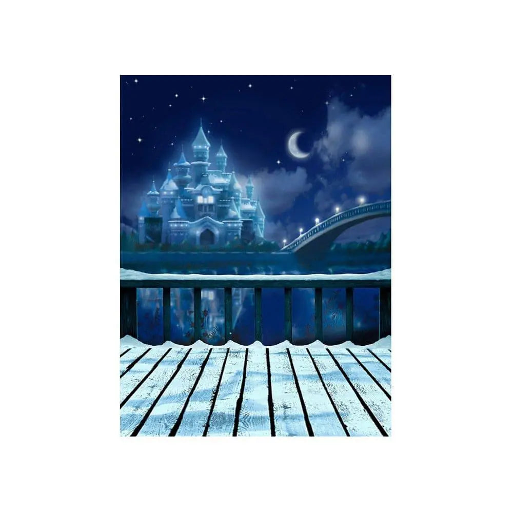 Blue Winter Castle Photography Backdrop - Basic 4.4  x 5
