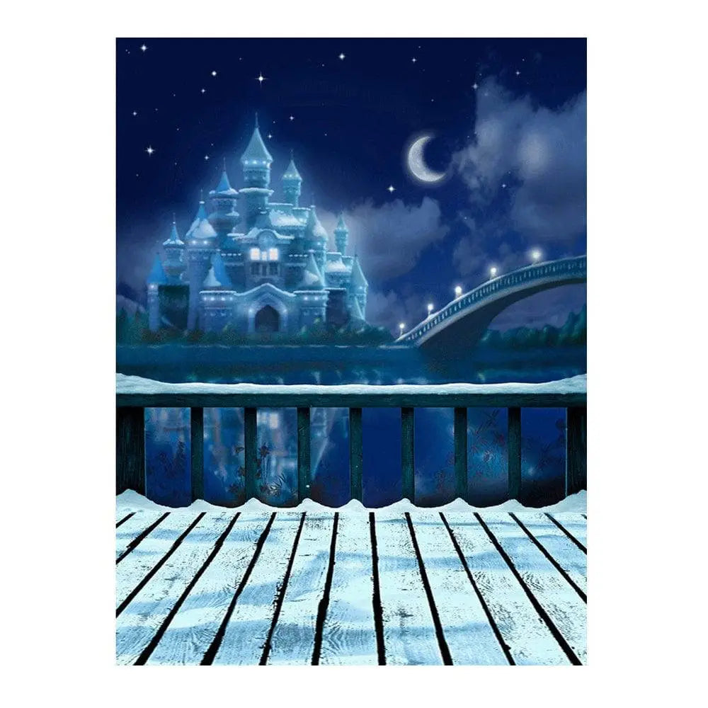 Blue Winter Castle Photography Backdrop - Basic 6  x 8
