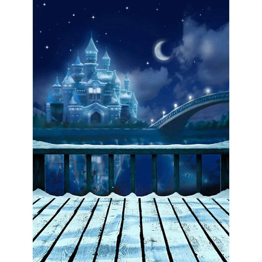 Blue Winter Castle Photography Backdrop - Basic 8  x 10