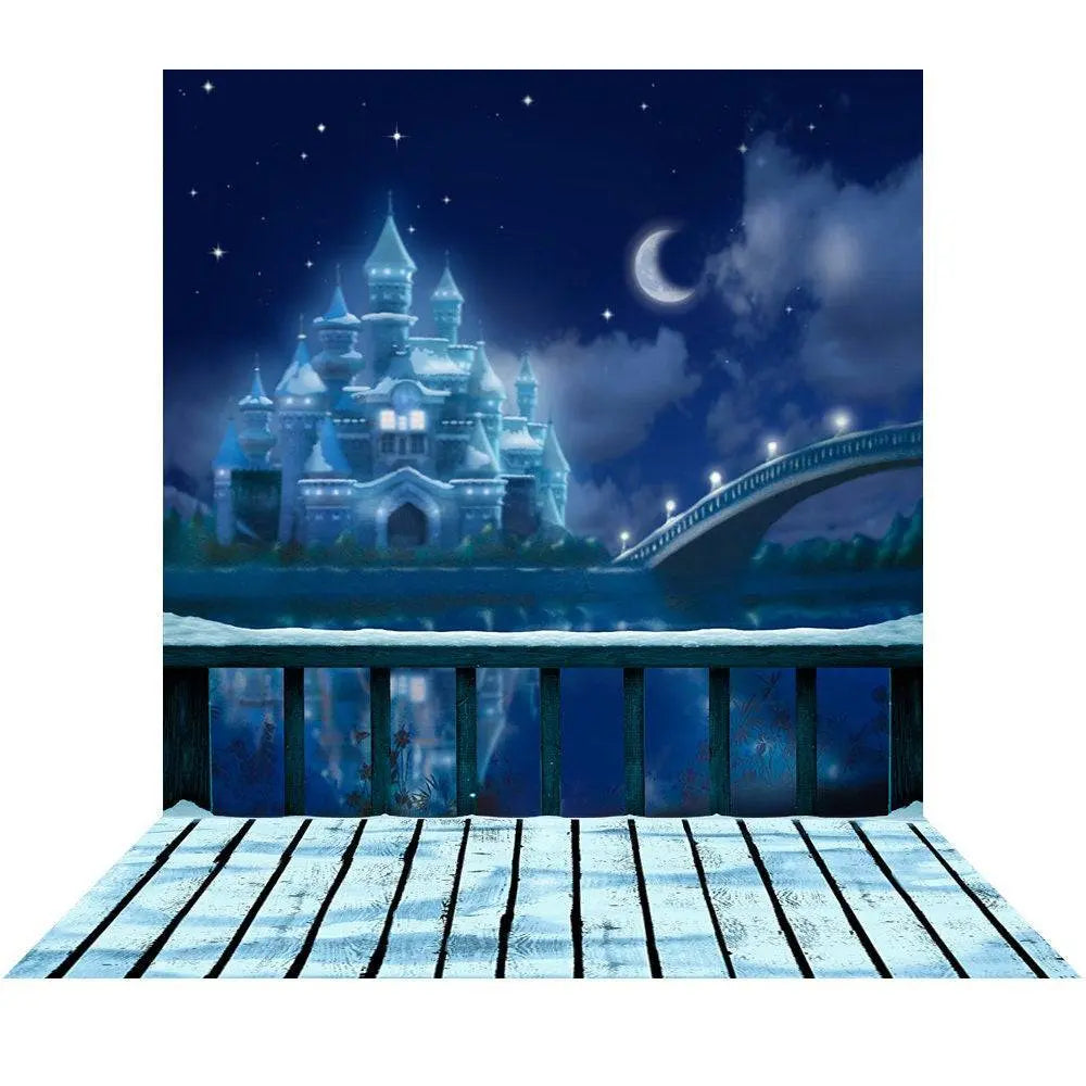 Czars Winter Castle Christmas Backdrop with Snow & Lights, a Holiday Backdrop for Winter Decorations - Photo Backdrop by AlbaBackgrounds - Pro 10 x 10
