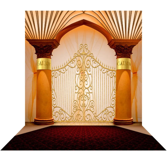 Gatsby Gates Double Gold Columns Photo Backdrop