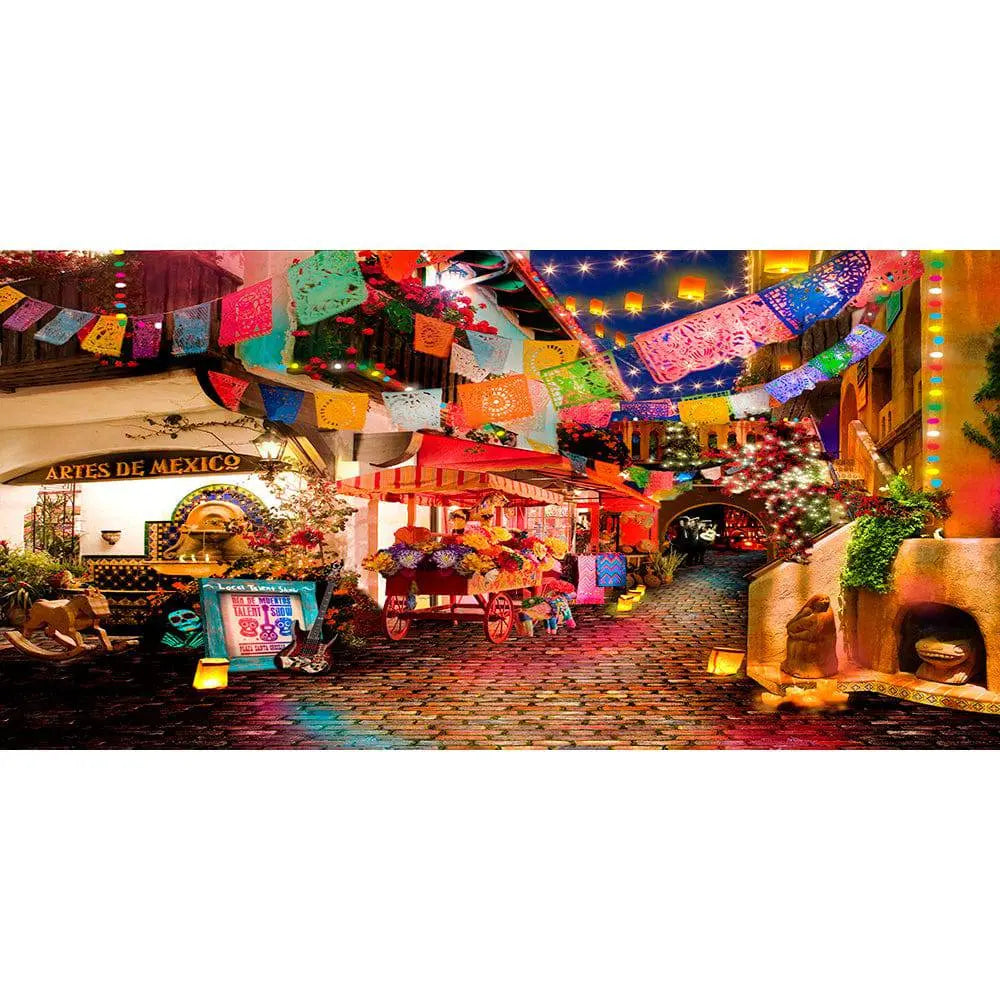 Mexican Market City Street Photo Backdrop - Basic 16  x 8