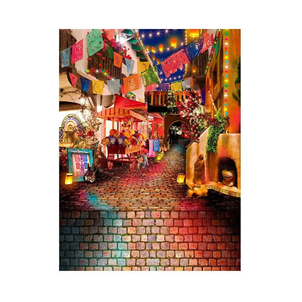 Mexican Market City Street Photo Backdrop - Basic 5.5  x 6.5