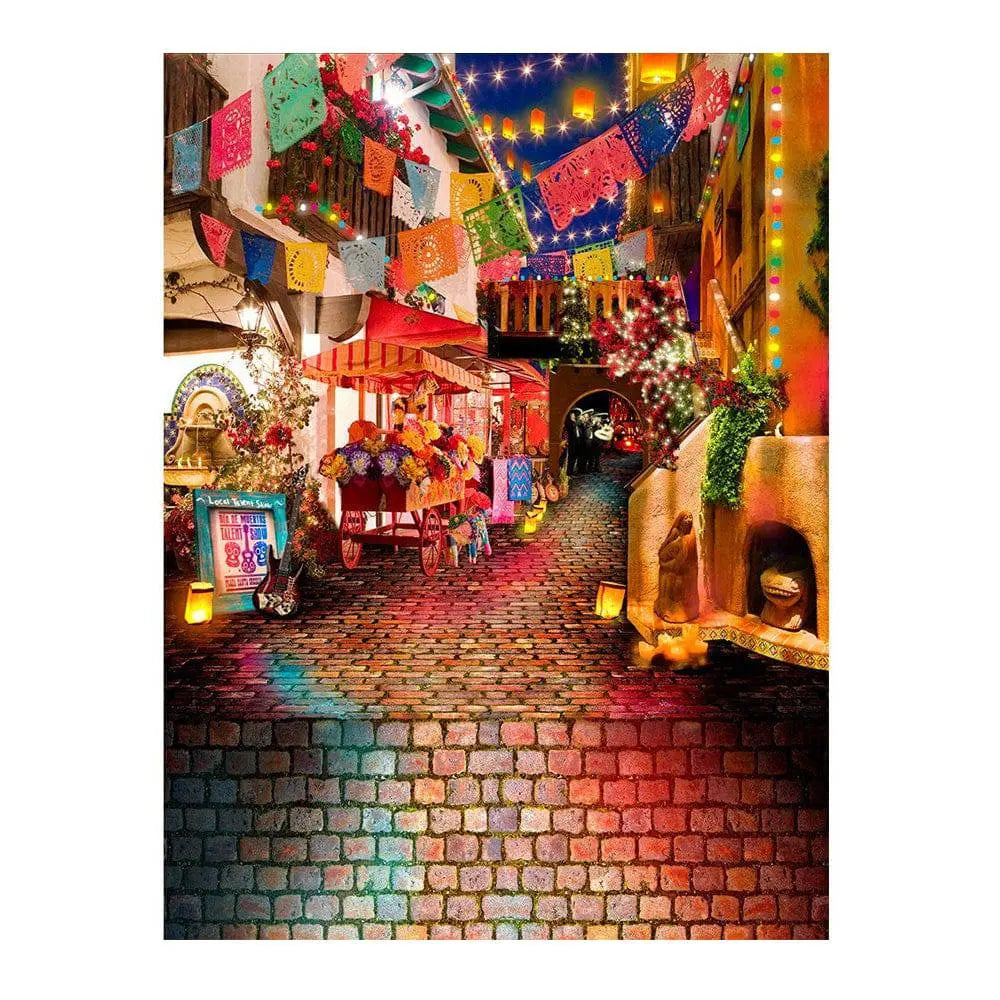 Mexican Market City Street Photo Backdrop - Basic 6  x 8