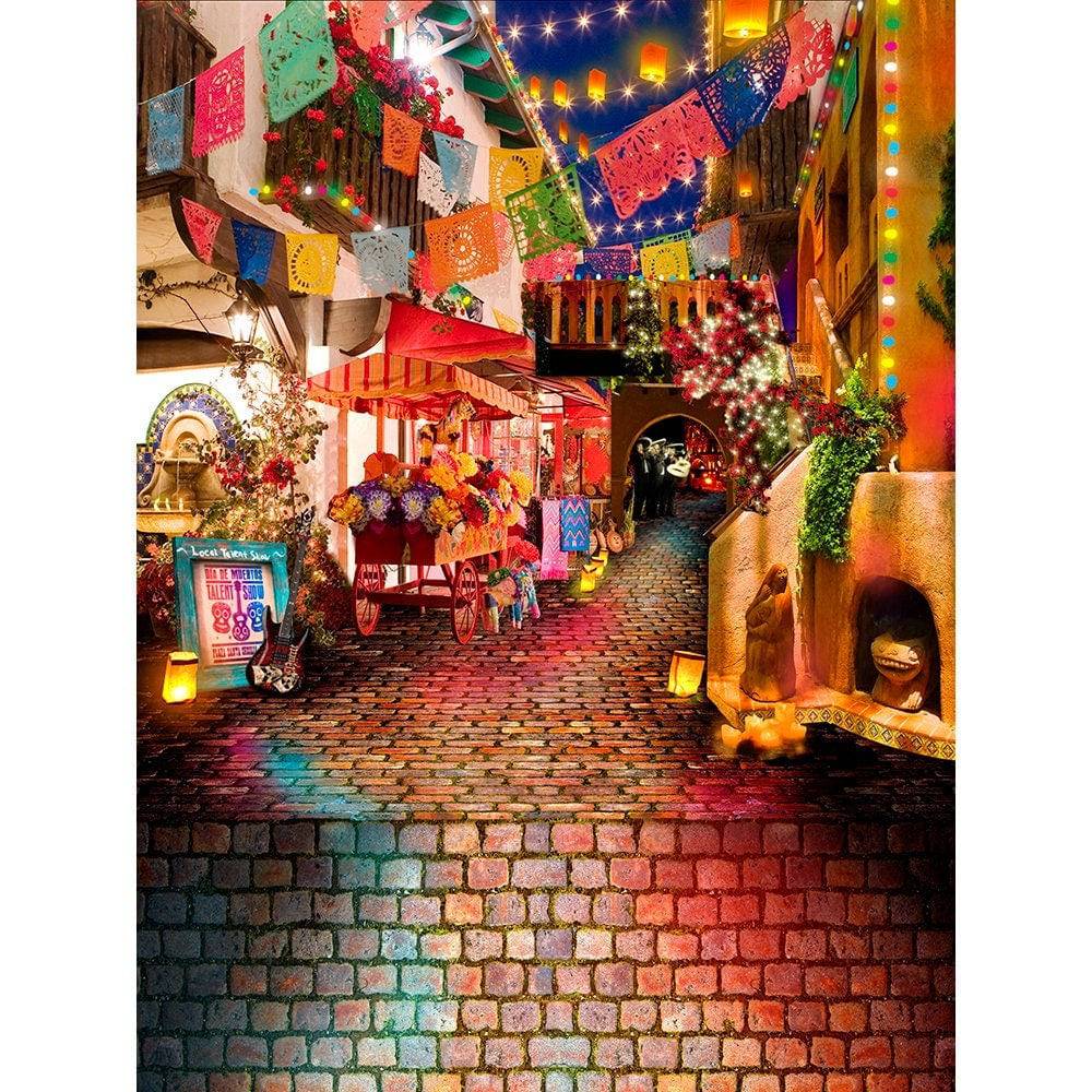 Mexican Market City Street Photo Backdrop - Basic 8  x 10
